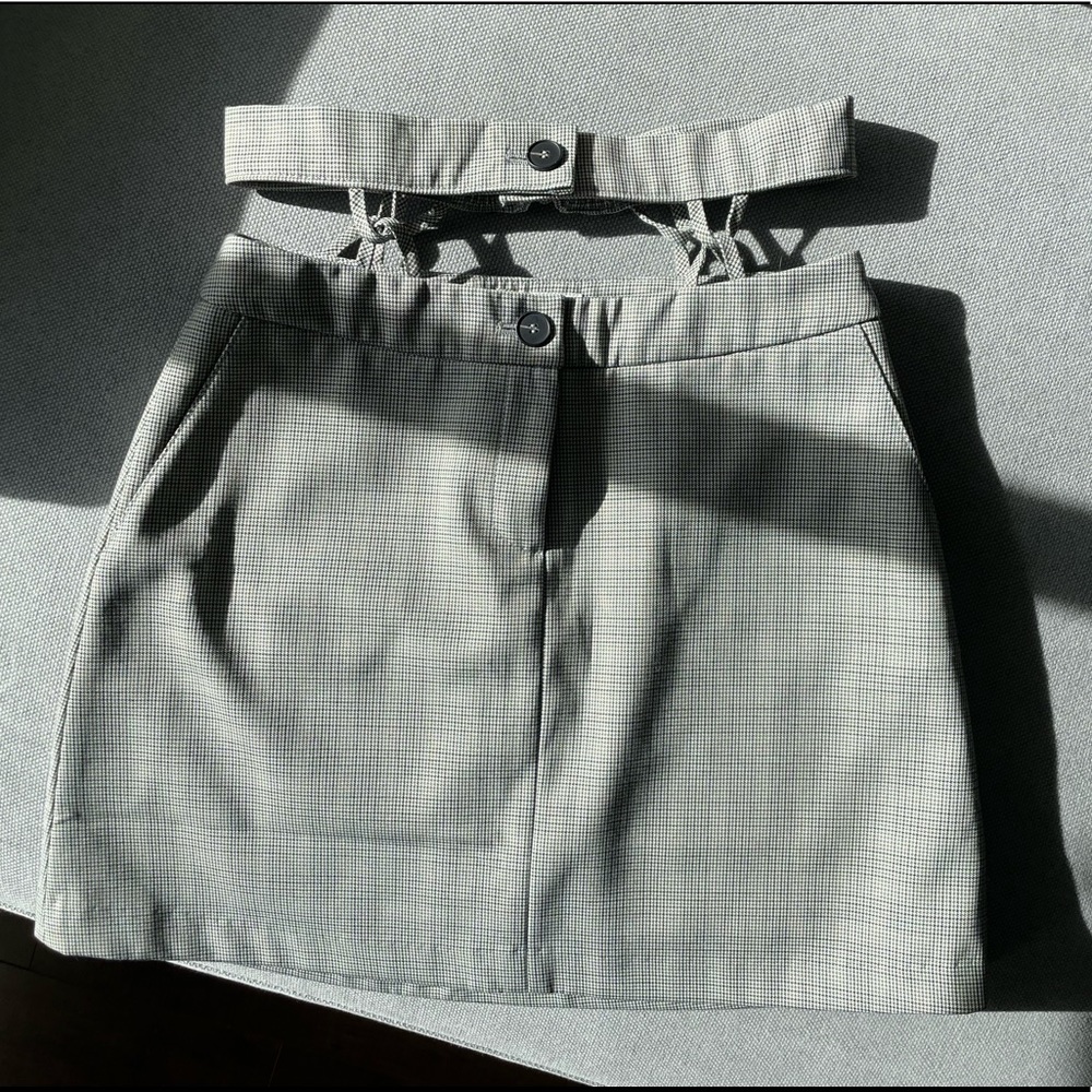 NWOT Pixie Market Check Double Waist Mini Skirt